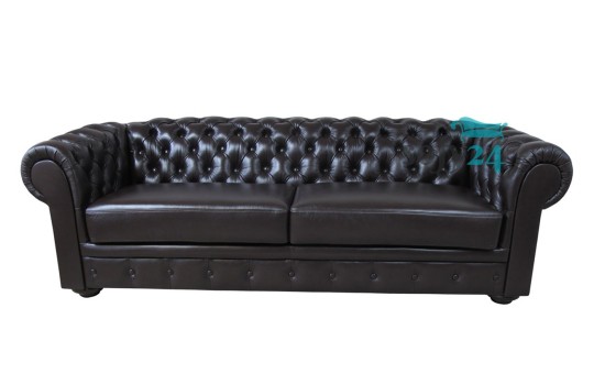 Sofa ze skóry naturalnej Chesterfield Retro