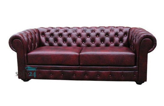 Brązowa sofa chesterfield retro 3 osobowa 