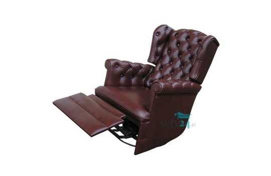 Skórzany pikowany fotel z funkcją relaks Bergamo