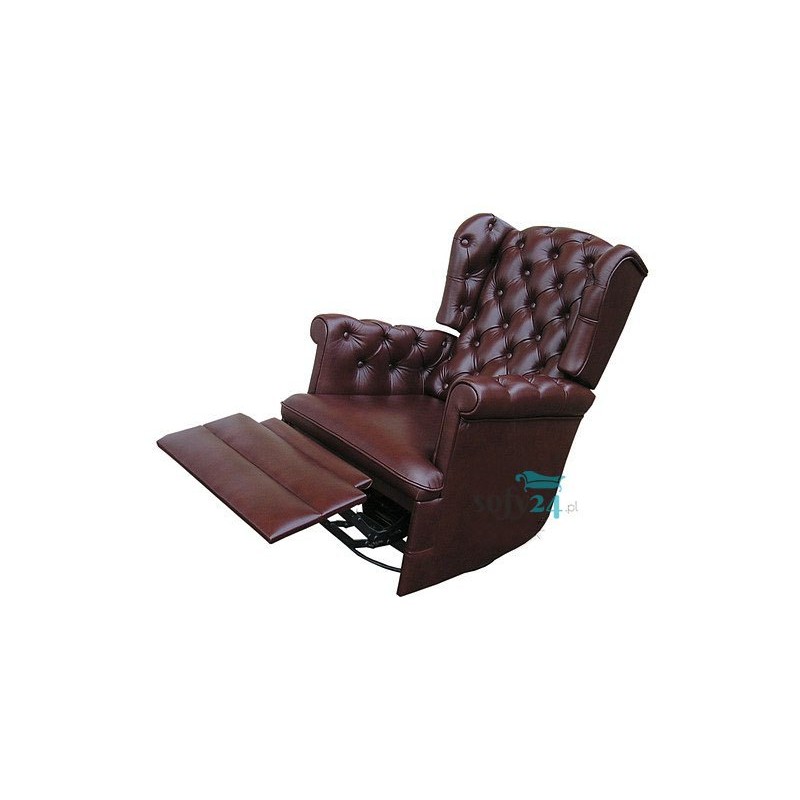 Skórzany pikowany fotel z funkcją relaks Bergamo