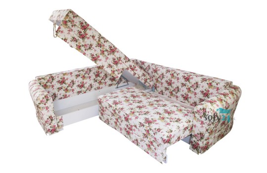 Narożnik w kwiaty z funkcją spania i pojemnikiem Vera