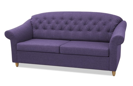 Fioletowa sofa z pikowaniem Bjare 3 osobowa 