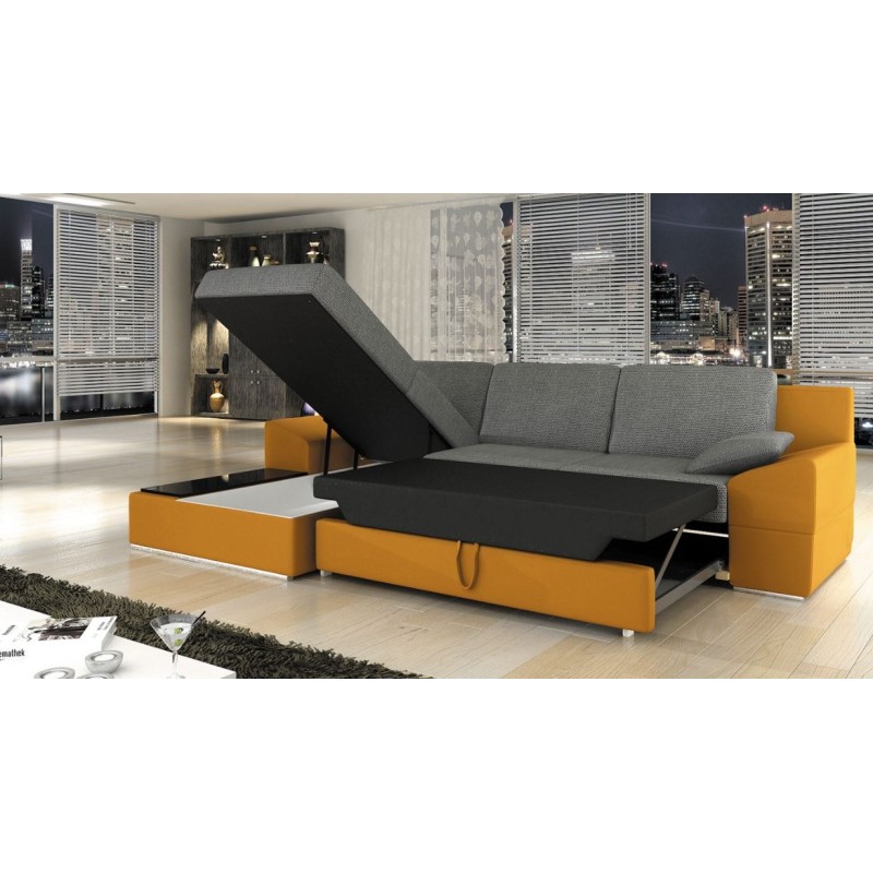 Nowoczesny narożnik z funkcją spania i pojemnikiem Clark