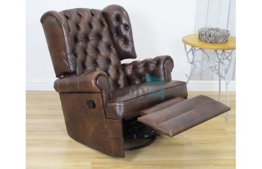 Fotel ze skóry naturalnej z funkcją relaks Bergamo