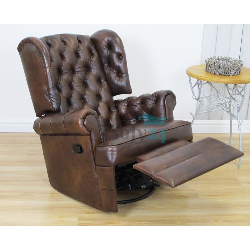 Fotel ze skóry naturalnej z funkcją relaks Bergamo