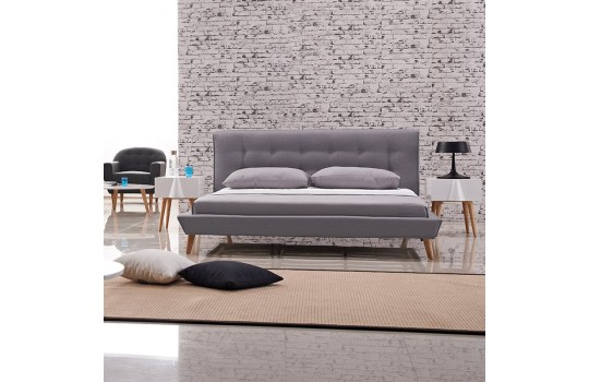 Łóżko tapicerowane do sypialni w stylu skandynawskim Borys