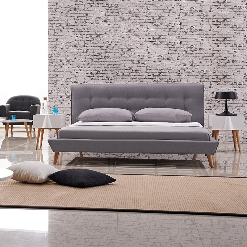 Łóżko tapicerowane do sypialni w stylu skandynawskim Borys