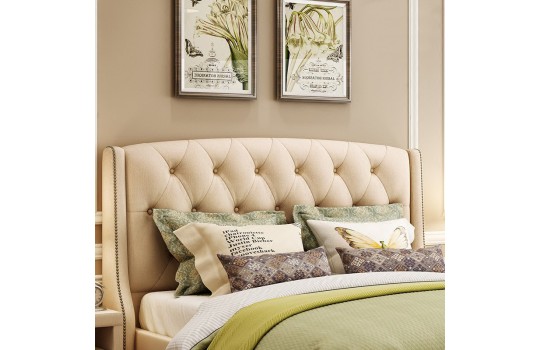 Łóżko z pikowanym wezgłowiem Linea 2 