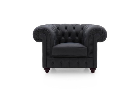 Czarny fotel chesterield Irys