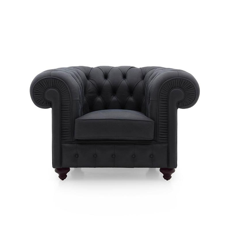 Czarny fotel chesterield Irys