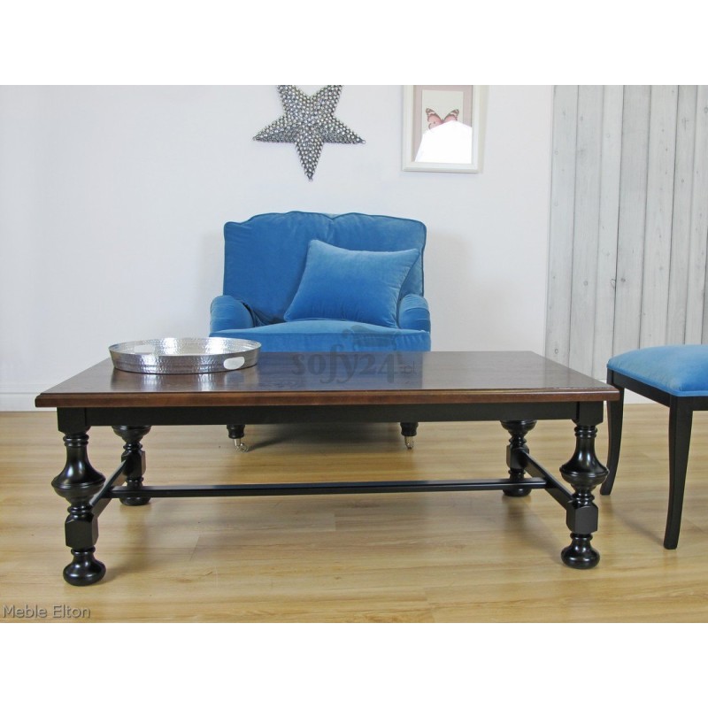 Fotel Elton z ława z litego drewna