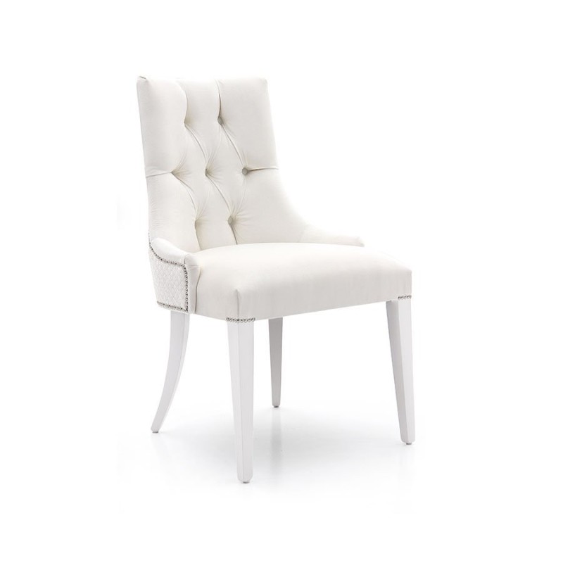 Białe tapicerowane krzesło Alfred