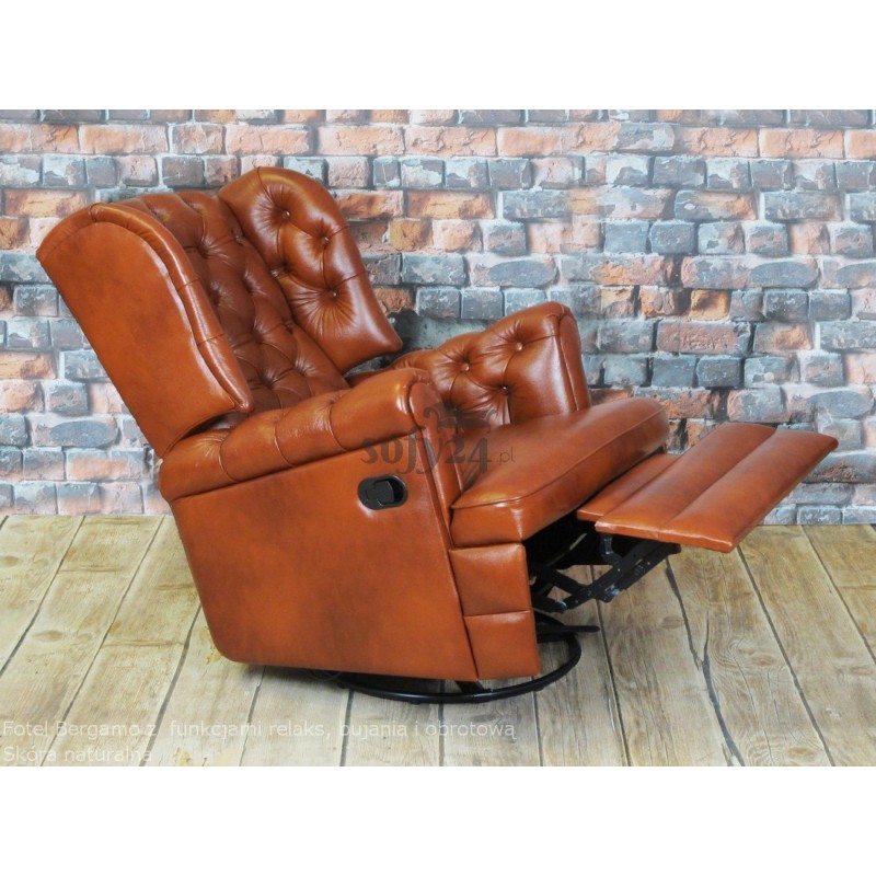 Skórzany fotel z funkcją relax Bergamo