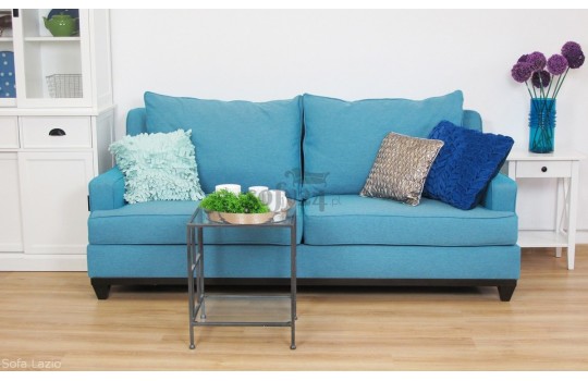 Błękitna klasyczna sofa do salonu Lazio 