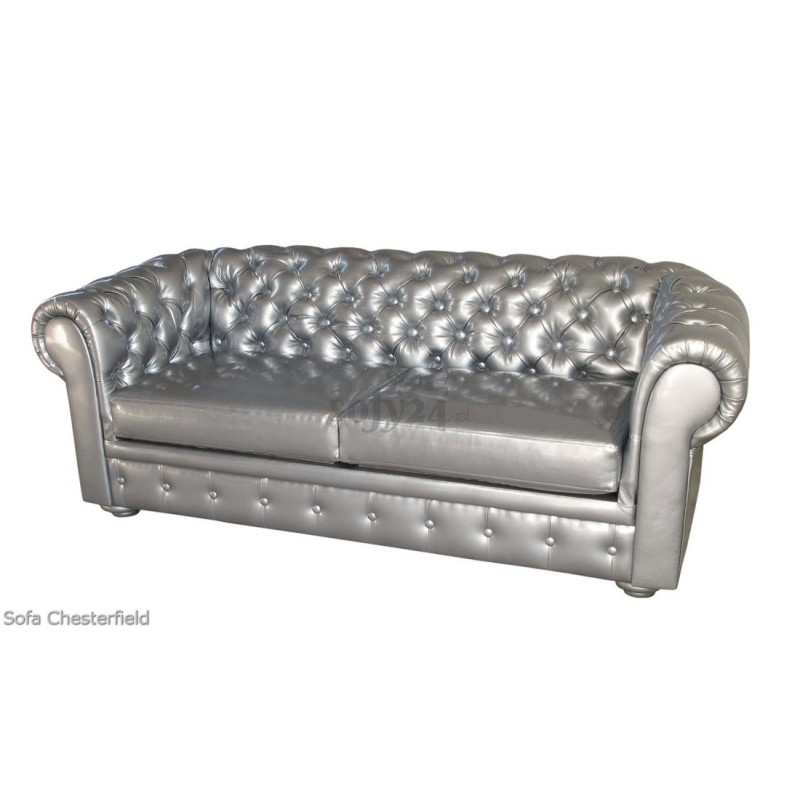 Srebrna sofa chesterfield 