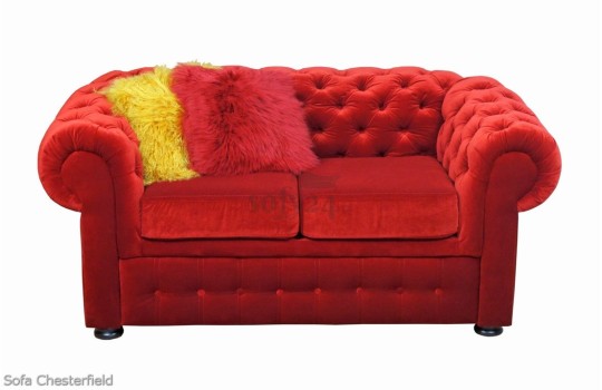 Sofa Chesterfield w kolorze czerwonym