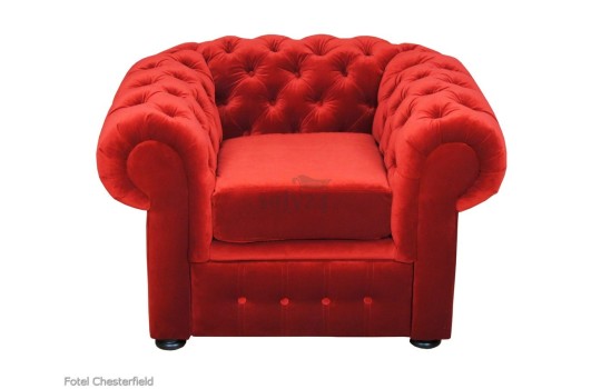 Czerwony fotel Chesterfield Retro