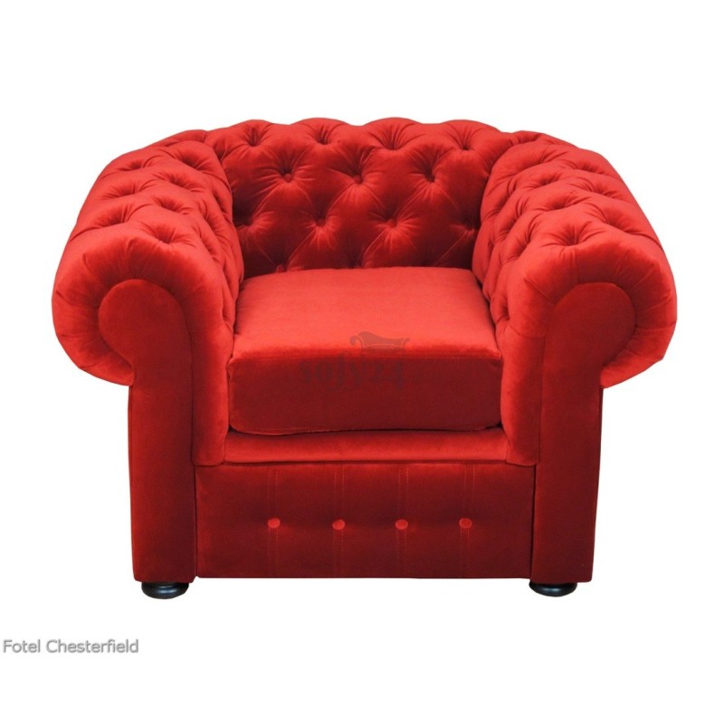 Czerwony fotel Chesterfield Retro