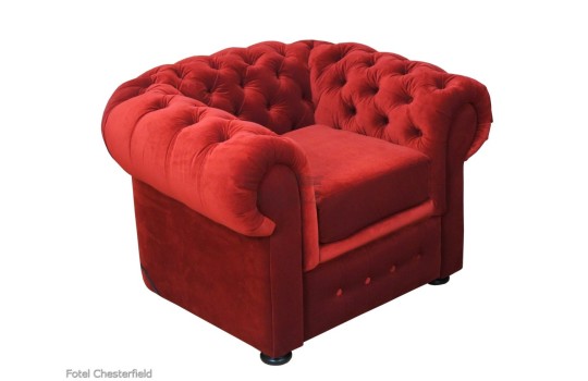 fotel Chesterfield w kolorze czerwonym