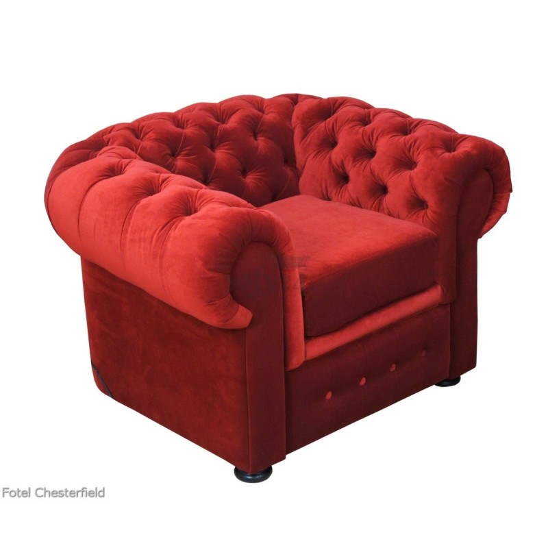 fotel Chesterfield w kolorze czerwonym