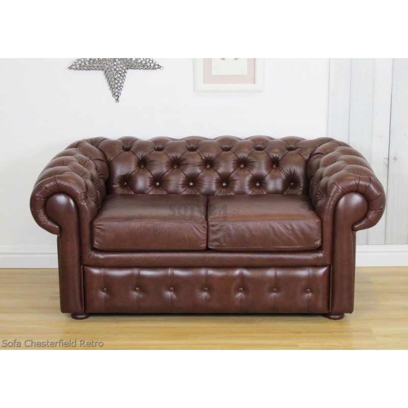 Chesterfield w brązowej skórze 