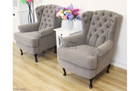 dwa klasyczne fotele w salonie Sofia