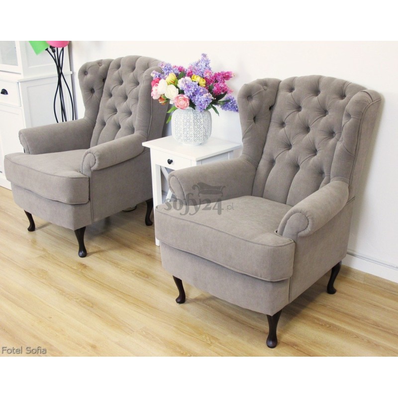 dwa klasyczne fotele w salonie Sofia