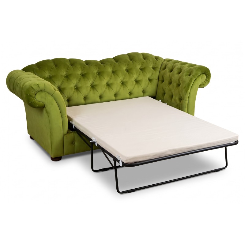 Sofa Chesterfield z funkcją spania – rozłożona wersja Wave z materacem na stelażu Sofa Chesterfield z funkcją spania – rozłożona wersja Wave z materacem na stelażu