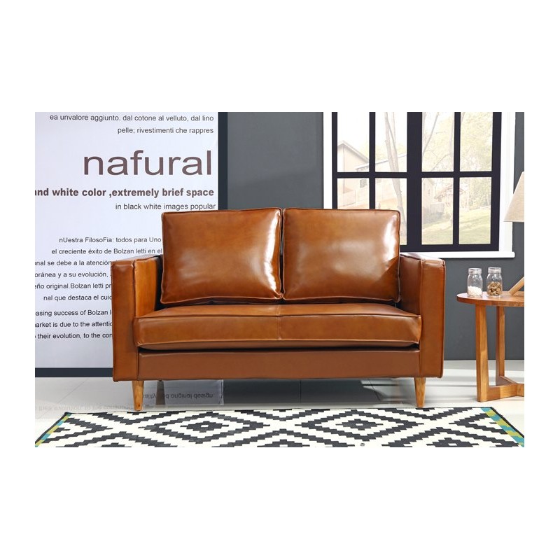 Sofa 2 osobowa w brązowej ekoskórze Iza