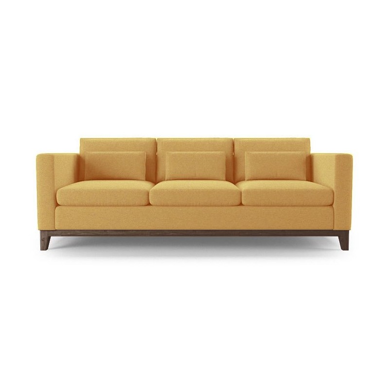 Żółta sofa z drewnianą podstawą Panama