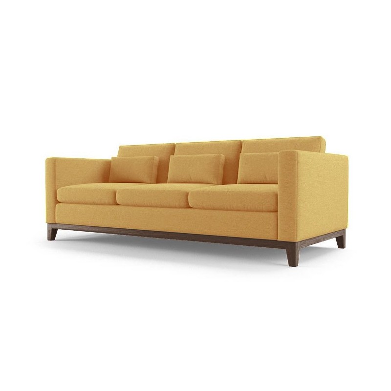 Żółta sofa z dębową podstawą Panama