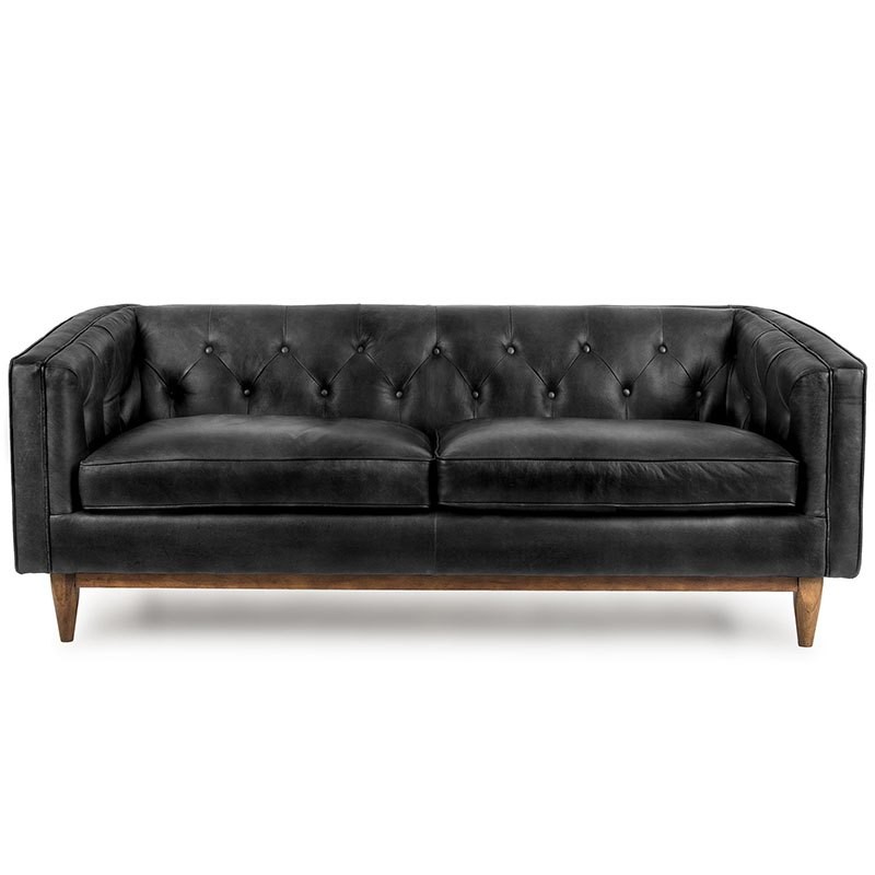 Kanapa chesterfield z drewnianą podstawą Hilton