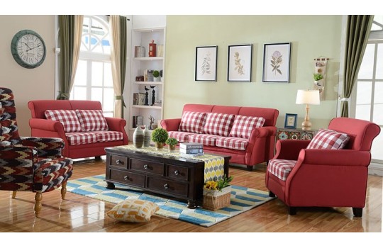 Klasyczny zestaw do salonu w kolorze czerwonym Orlean