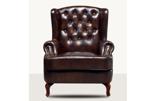 Klasyczny fotel wypoczynkowy ze skóry Kubos