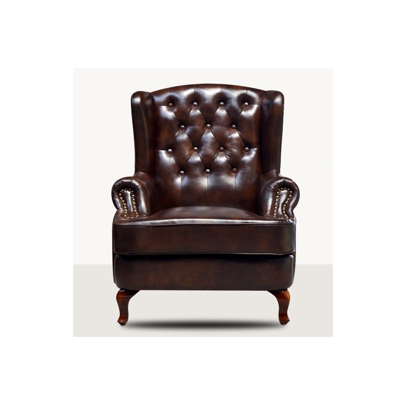 Klasyczny fotel wypoczynkowy ze skóry Kubos