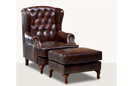 Fotel klasyczny z pufą Kubos