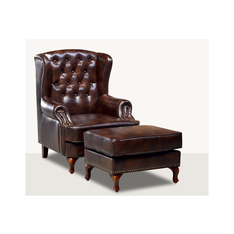 Fotel klasyczny z pufą Kubos