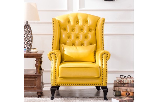 żółty fotel klasyczny Kordian