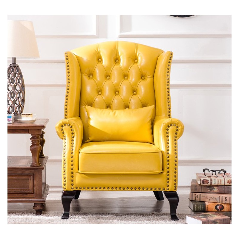 żółty fotel klasyczny Kordian