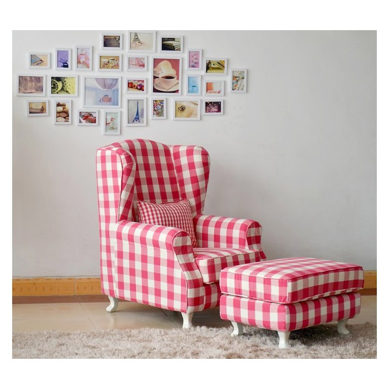 Fotel w czerwoną kratę Boden