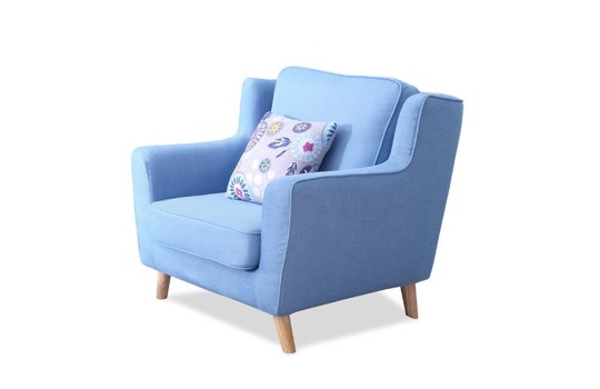 Niebieski skandynawski fotel do salonu Amos