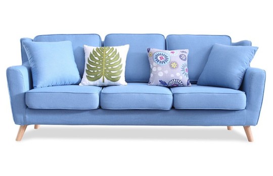 Niebieska sofa 3 osobowa do salonu Amos 