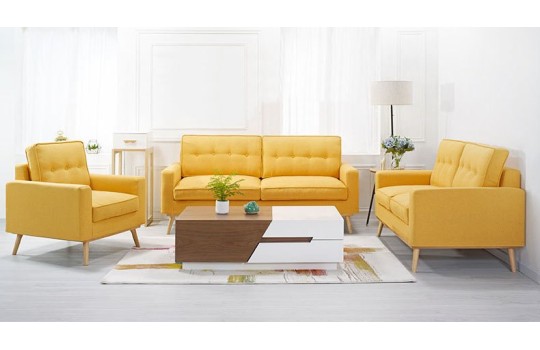 Żółte meble tapicerowane do salonu Elis