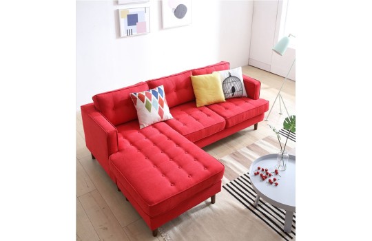 Czerwony nowoczesny narożnik z pikowanym siedziskiem Fiord