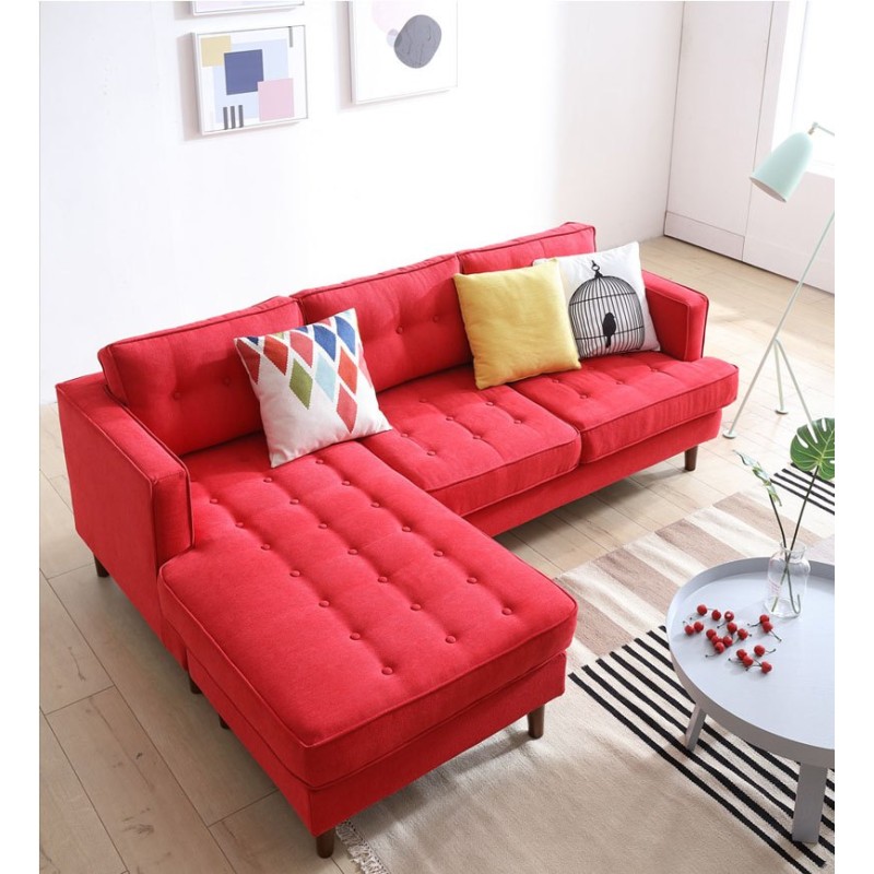 Czerwony nowoczesny narożnik z pikowanym siedziskiem Fiord