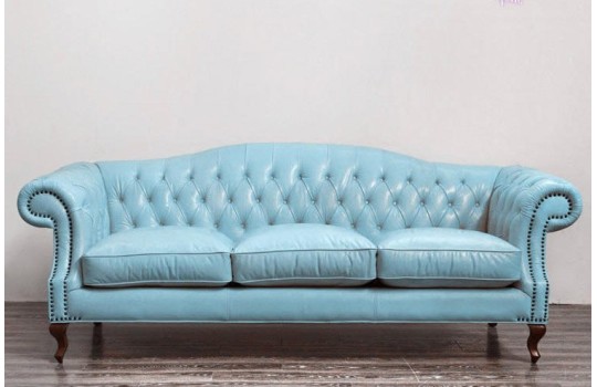 Niebieska kanapa chesterfield Solano 240 cm 