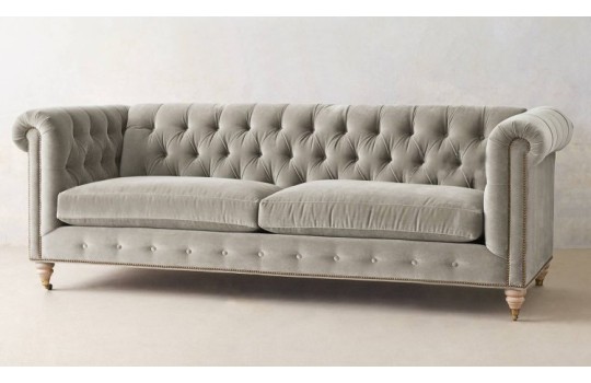 Szara kanapa chesterfield Bran