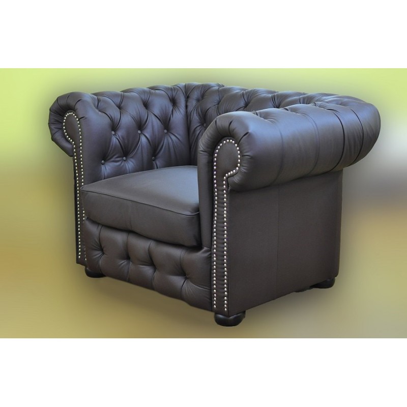 Czarny fotel chesterfield Parole