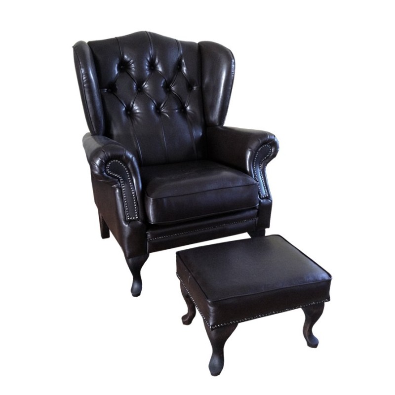 Fotel chesterfield Bertiso z pufą