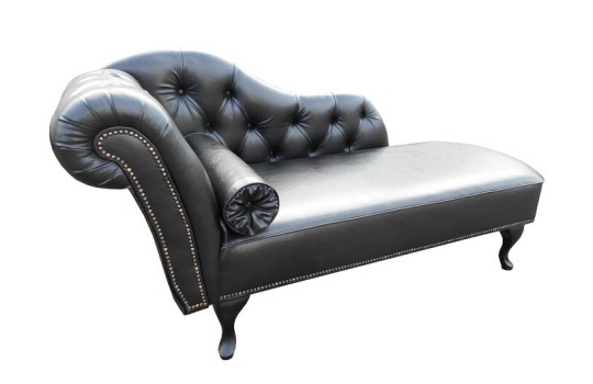 Czarny szezlong chesterfield Tonga